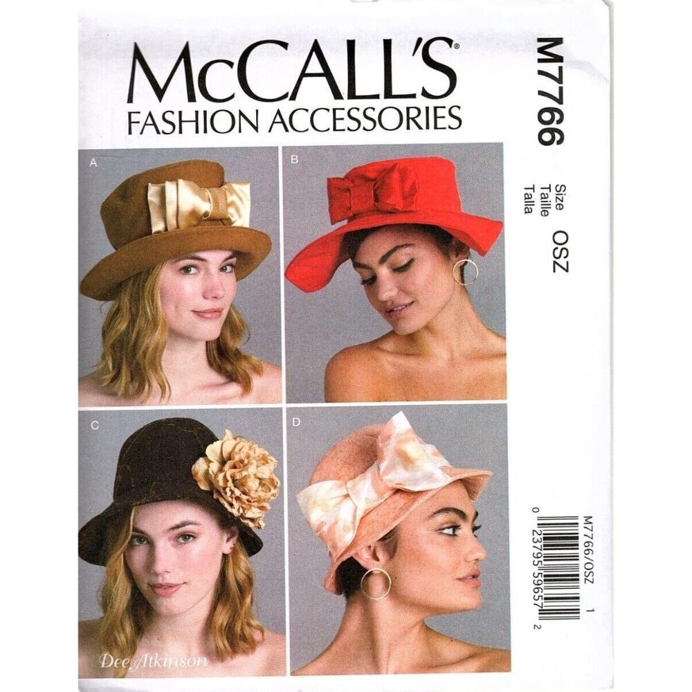 McCall's Fashion Accessories M7766 Misses One Size Hats Uncut Sewing Pattern